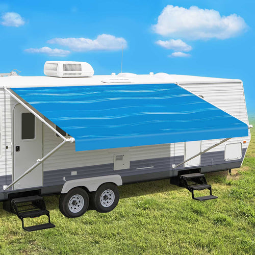 Leaveshade RV Awning Fabric Replacement - Blue Wave