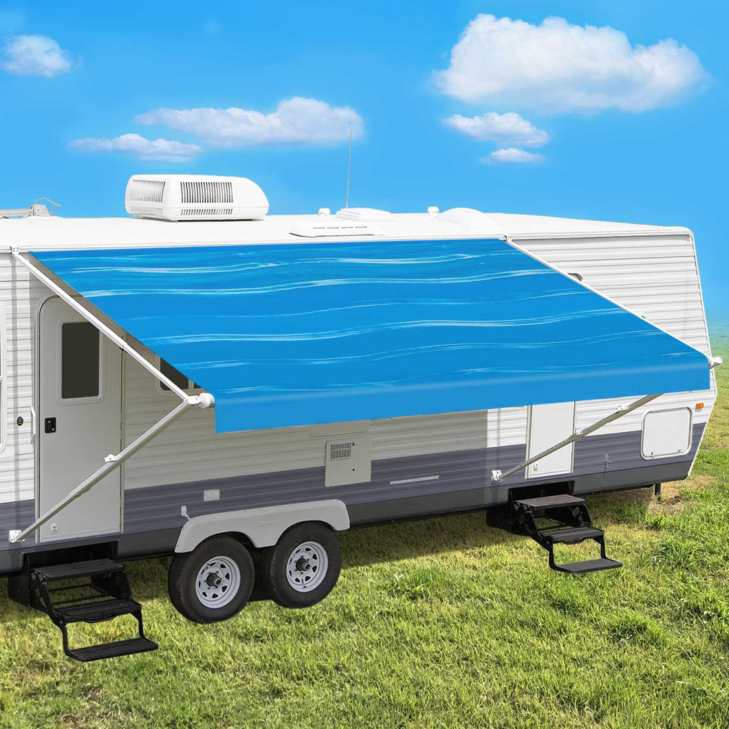 Leaveshade RV Awning Fabric Replacement - Blue Wave