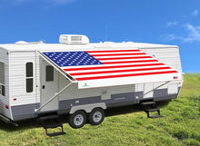 Load image into Gallery viewer, Leaveshade RV Awning Fabric Replacement Motorhome Camper Trailer Tent Fabric Tarpaulin Super Heavy Vinyl Coated Polyester- USA Flag (Custom Looking)