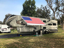 Load image into Gallery viewer, Leaveshade RV Awning Fabric Replacement Motorhome Camper Trailer Tent Fabric Tarpaulin Super Heavy Vinyl Coated Polyester- USA Flag (Custom Looking)