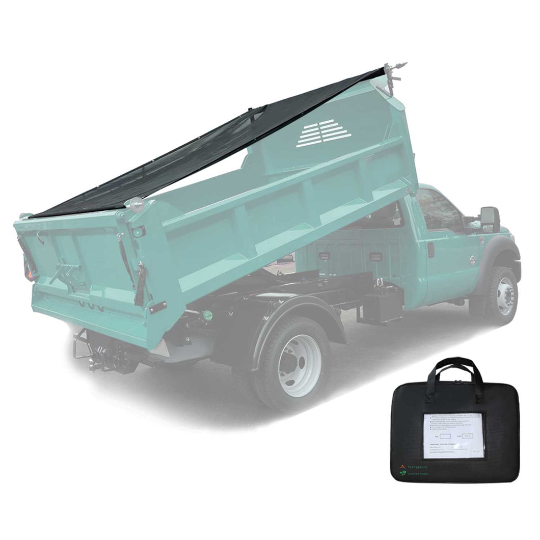 Leaveshade Dump Truck Mesh Tarp - Heavy Duty Tarpaulin Netting Cover with 6'' Pocket Reinforced Double Needle Stitch Webbing Ripping Tearing Stop, No Rust Thicker Brass Grommets (Black)
