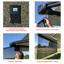 Load image into Gallery viewer, Leaveshade RV Awning Sun Shade Screen - Mesh Sunshade Netting for Motorhome Camping Trailer Awning Sunscreen Tent Screenshade Block UV Glare -Black