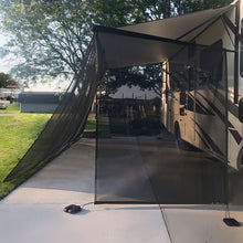 Load image into Gallery viewer, Leaveshade RV Awning Side Shade 9&#39;X7&#39; - Black Mesh Screen Sunshade - 3 Years Warranty